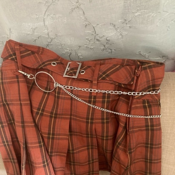 Plaid Mini Skirt in Orange - Picture 2 of 5